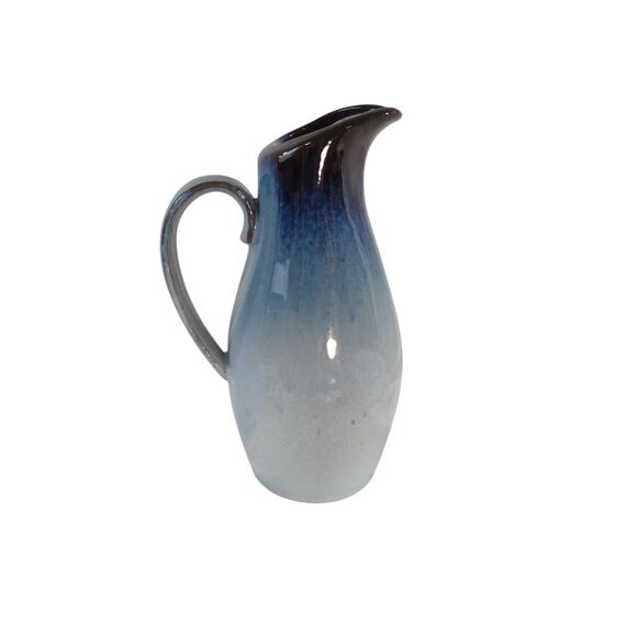 Vintage 1980 Peter Pots Pottery Seagull Blue Peace Dale Pitcher 10" 1.5 Quart - Picture 2 of 7